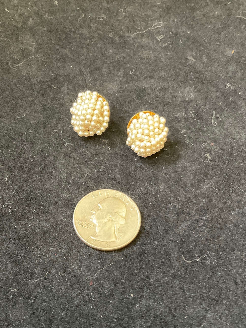 Classic Pearl Cluster Stud Earrings - Gold Tone